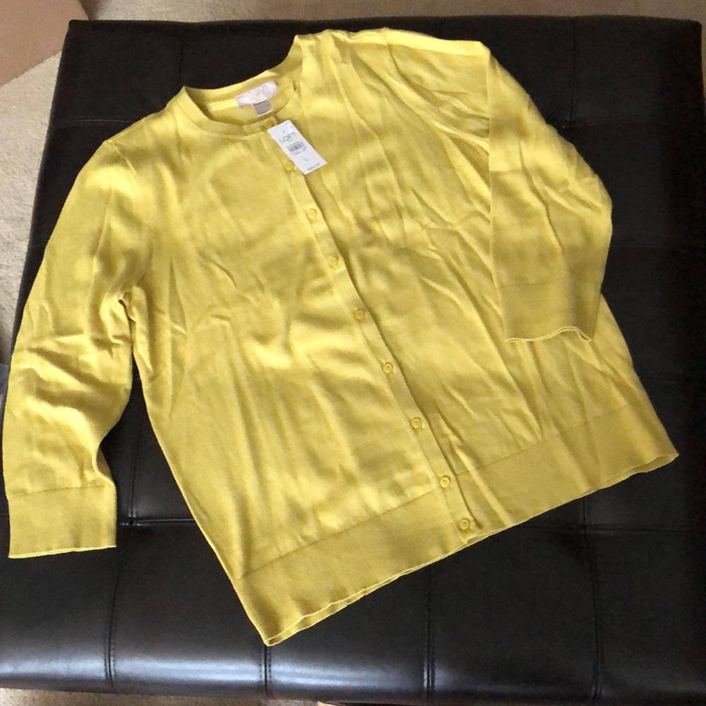 Cardigan sweater with 3/4” sleeves, size L